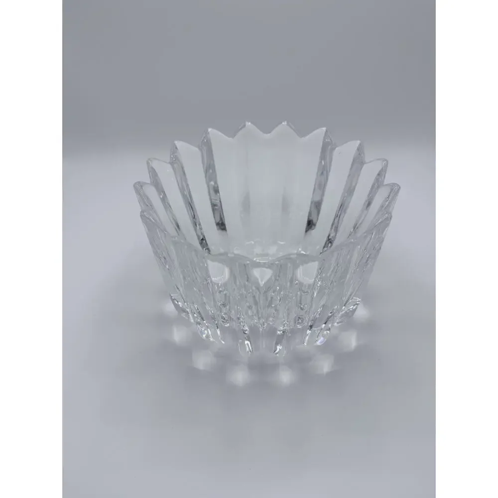 Orrefors Crystal Fleur Crown Bowl # 4574-12 Signed Jan Johansson Sweden